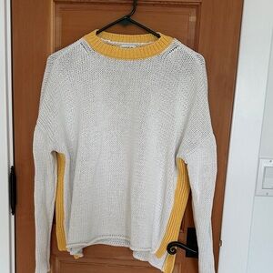 Chic White and Yellow Women's Sweater